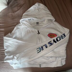 Boys Lie White Hoodie with Silver Charm